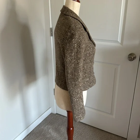 Chanel Vintage Taupe Wool Blend Tweed Jacket SZ FR 38 - Picture 6 of 14